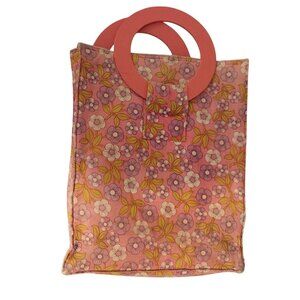 Vintage MOD Hippy Flower Power Tote Bag With Plastic Lining  Shopping Purse
